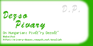 dezso pivary business card